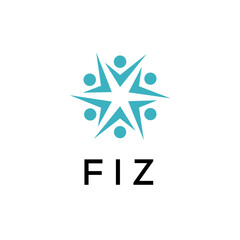 FIZ letter logo design on white background.