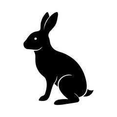 Naklejka premium Black silhouette of a cute rabbit in a vector illustration style