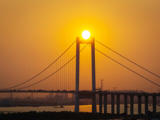 Aerial view of Nansha bridge in Guangzhou city, China