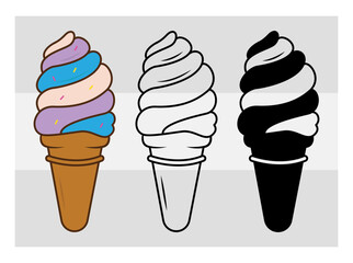 Ice Cream svg,Ice Cream Silhouette, Waffle Cone Svg, Cone Ice Cream Svg, Ice Cream Png, Summer Svg, Ice Cream Monogram, Split Monogram, Circle Monogram,