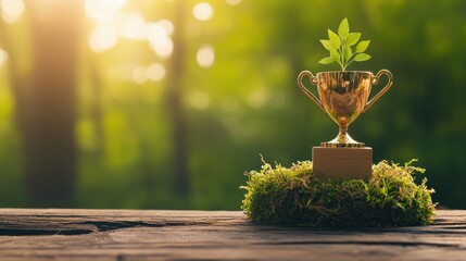 Success A trophy made from recycled materials awarded for green innovation.