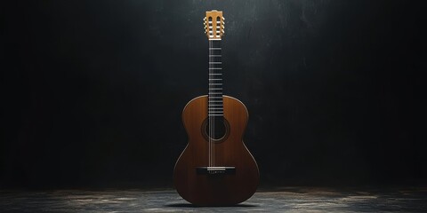 Classic Spanish guitar on black background