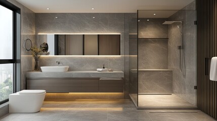 Modern Gray Bathroom Interior Design