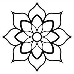 Elegant floral vector design, a black and white lotus blossom
