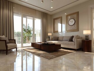Modern Living Room Interior with Elegant Decor and Natural Light