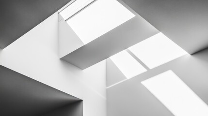 Obraz premium Abstract Architectural Interior, Light & Shadow, Modern Home, Daylight, Low Angle View, Use Stock Photo