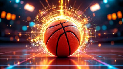 Energetic basketball highlights a dramatic sports scene.