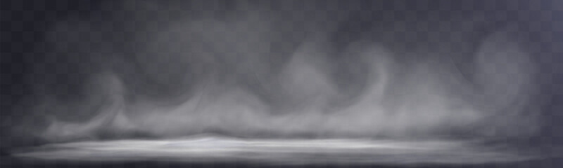 White smoke, vape, fog, smog. Illustration of smoke on a transparent background.
