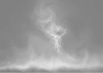 White smoke, vape, fog, smog. Illustration of smoke on a transparent background.
