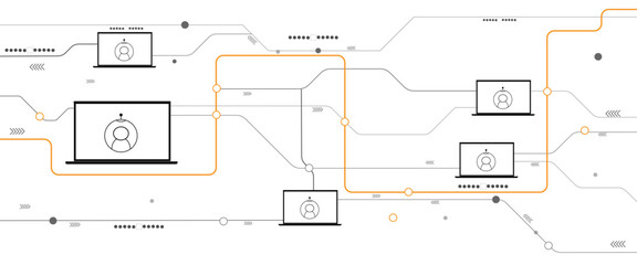 Vector laptop technology background abstract with line digital, black laptop color, style modern