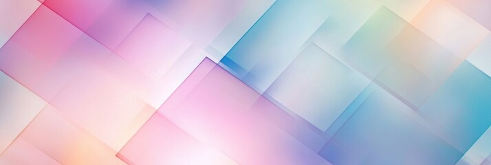 Obraz premium Geometric design featuring overlapping translucent squares in pastel gradients creates an atmosphere of abstract elegance and sophistication