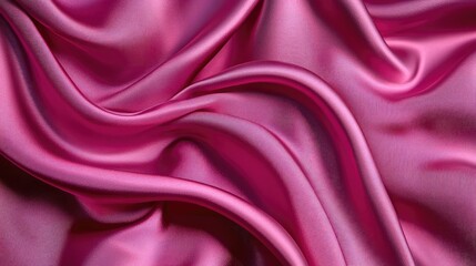 Obraz premium Deep pink satin fabric resembling velvet with wavy, natural, graceful curves.