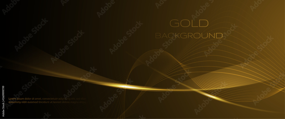 Aufkleber Vector abstract light gold effect, flow line, motion pattern and golden gradient color for luxury wallpaper, template banner, futuristic background. Illustration modern graphic design with space
