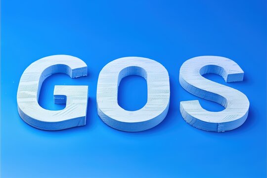Blue background featuring three wooden letters spelling "GOS," emphasizing simplicity and modern design.
