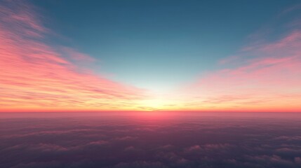 Fototapeta premium Beautiful sunrise over the horizon with colorful clouds in a serene sky