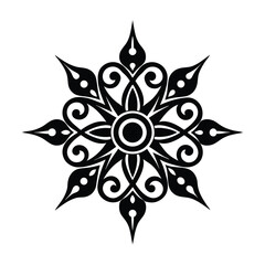 Ornate vector floral tattoo design with abstract black and white flower pattern