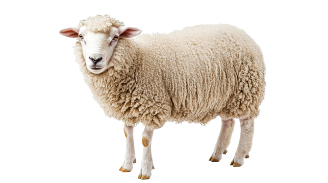 Fluffy white sheep grazing in a green pasture wildlife photography rural setting close-up view