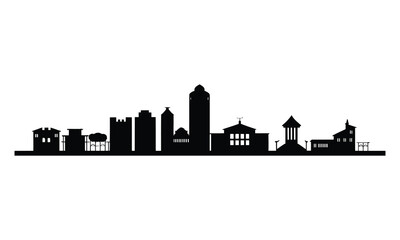 Naklejka premium Dakar City Skyline Silhouette, Vector, Icon, White Background.