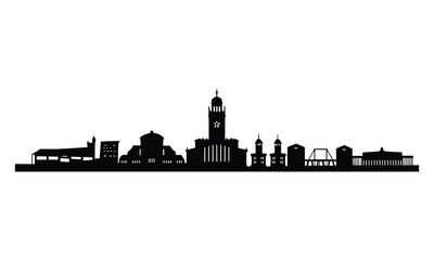 Dar es Salaam City Skyline Silhouette, Vector, Icon, Logo, White Background.