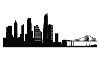 Obraz premium Lagos City Skyline Silhouette, Vector, Icon, Logo, White Background.