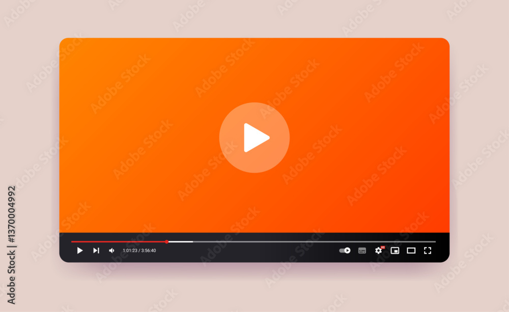Poster Video player window - Movie of multimedia player software in flat design front view vector illustration