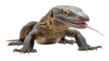 Stalking monitor lizard in gigapixel detail natural habitat wildlife photography close-up view animal behavior