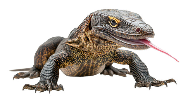 Stalking monitor lizard in gigapixel detail natural habitat wildlife photography close-up view animal behavior