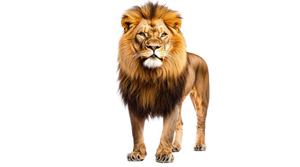 Obraz premium Fierce lion with golden mane posing majestically in natural habitat stunning photography wild environment