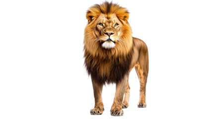 Fierce lion with golden mane posing majestically in natural habitat stunning photography wild environment