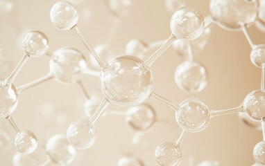 Abstract Molecule Structure, Science, Technology, Medical, Cosmetic, or Healthcare Concept with Neutral Background.