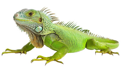 Bright green iguana basking in natural habitat close-up photography tropical environment nature perspective