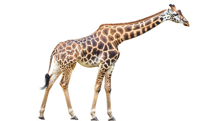 Naklejka premium Majestic giraffe grazing in open savanna gigapixel standard scale wildlife photography nature scene