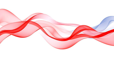 Abstract Red and Blue Flowing Lines on White Background