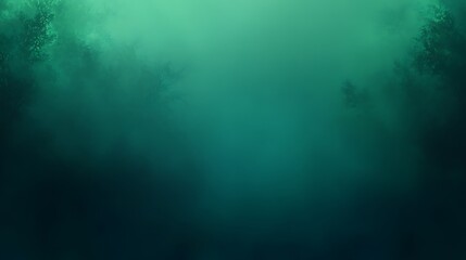 Obraz premium Abstract green foggy forest illustration with ethereal misty trees and dark environment