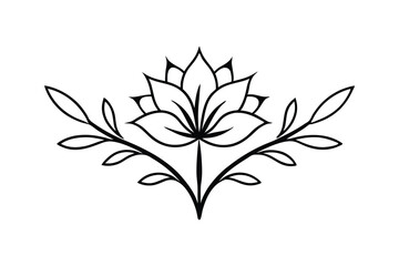 Black and White Floral Design Elements with Flowers, Leaves, and Branches in Vintage Style