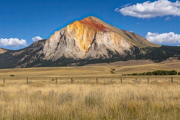 Fototapeta premium Breathtaking mountain view scenic landscape nature photography vibrant colors open field daylight exploration