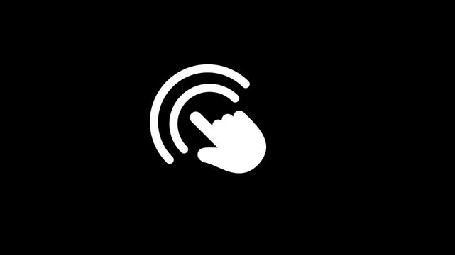 Hand touchscreen computer icon Animation Isolated on Black Background