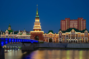 Fototapeta premium View of the Spasskaya Tower in night lighting. Yoshkar-Ola. Republic of Mari El