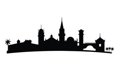Naklejka premium Nuku'alofa City Skyline Silhouette, Vector, Icon, Logo, White Background.
