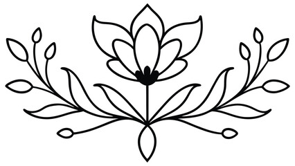 Black floral vector ornament with ornate leaf swirls