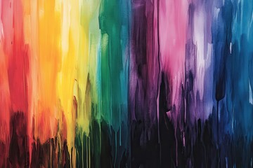 Vibrant Rainbow Watercolor Drips Abstract Art.