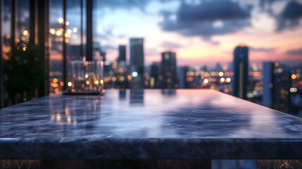 Cityscape Sunset Marble Countertop