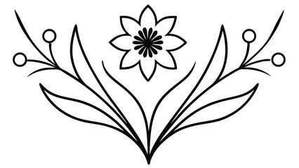 Ornate black floral vector design element with vintage silhouette