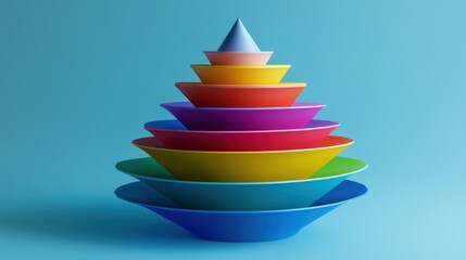 A digital cone infographic illustrating a step-by-step process, with each section in a different color.