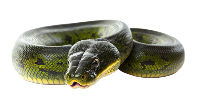 Powerful green anaconda slithering through lush rainforest wildlife photography close-up view nature
