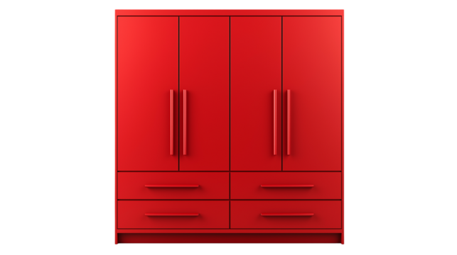 red cabinet wardrobe isolated on white background , , transparent png
