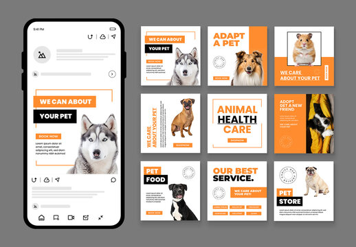 Modern Pet Shop Social Media Post Set