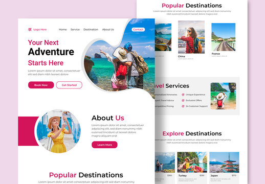 Travel Landing Page Design Layout