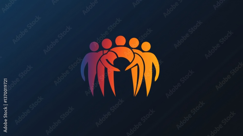 Aufkleber Unity symbol featuring human figures in a modern design with abstract gradient background Generative AI