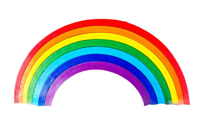 Rainbow isolated on transparent background; top view, with clipping path